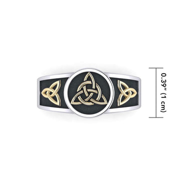 Triquetra Silver and Gold Accent Ring with Black Oxidize TRV3811 - Jewelry